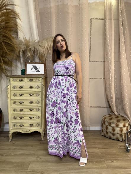 VESTIDO LARGO PANAL ABEJA MORADO