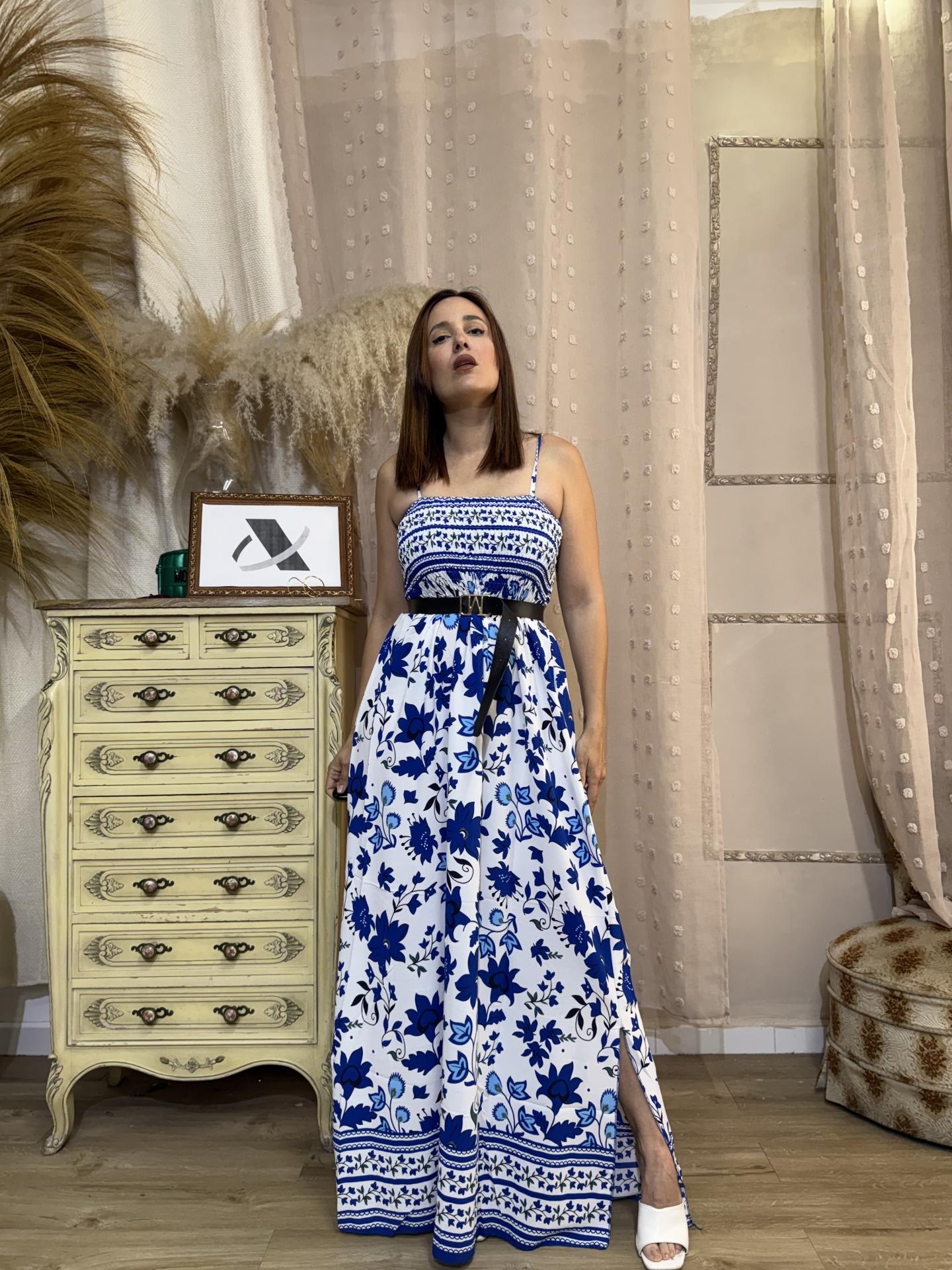 VESTIDO LARGO PANAL ABEJA AZUL