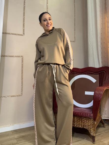 CHANDAL CAMEL CON LATERAL BEIG DE ALGODON [0]