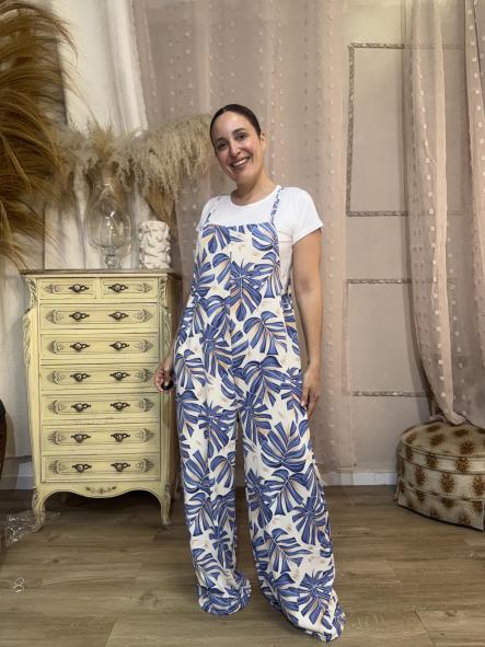 MONO CASUAL  HOJAS AZUL 