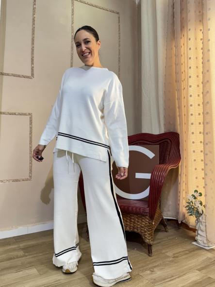 CONJUNTO BLANCO CON RAYAS NEGRAS DE PUNTO [1]