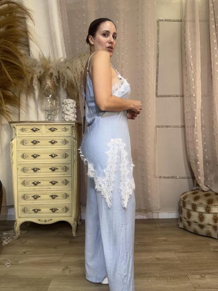 CONJUNTO LINO LENCERO AZUL