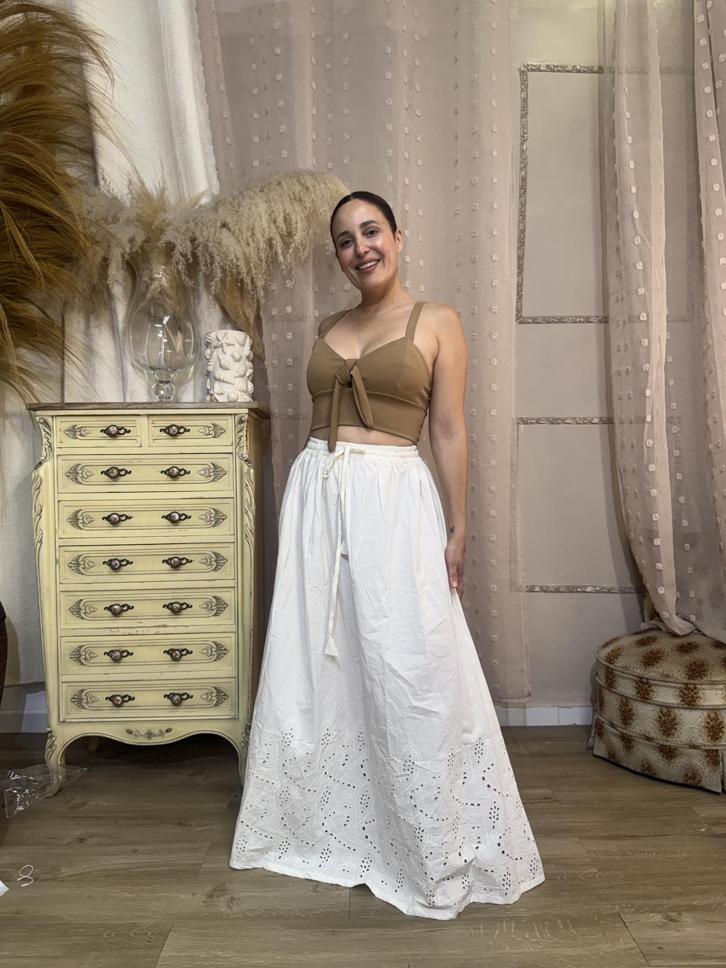 FALDA LARGA LINO BLANCA