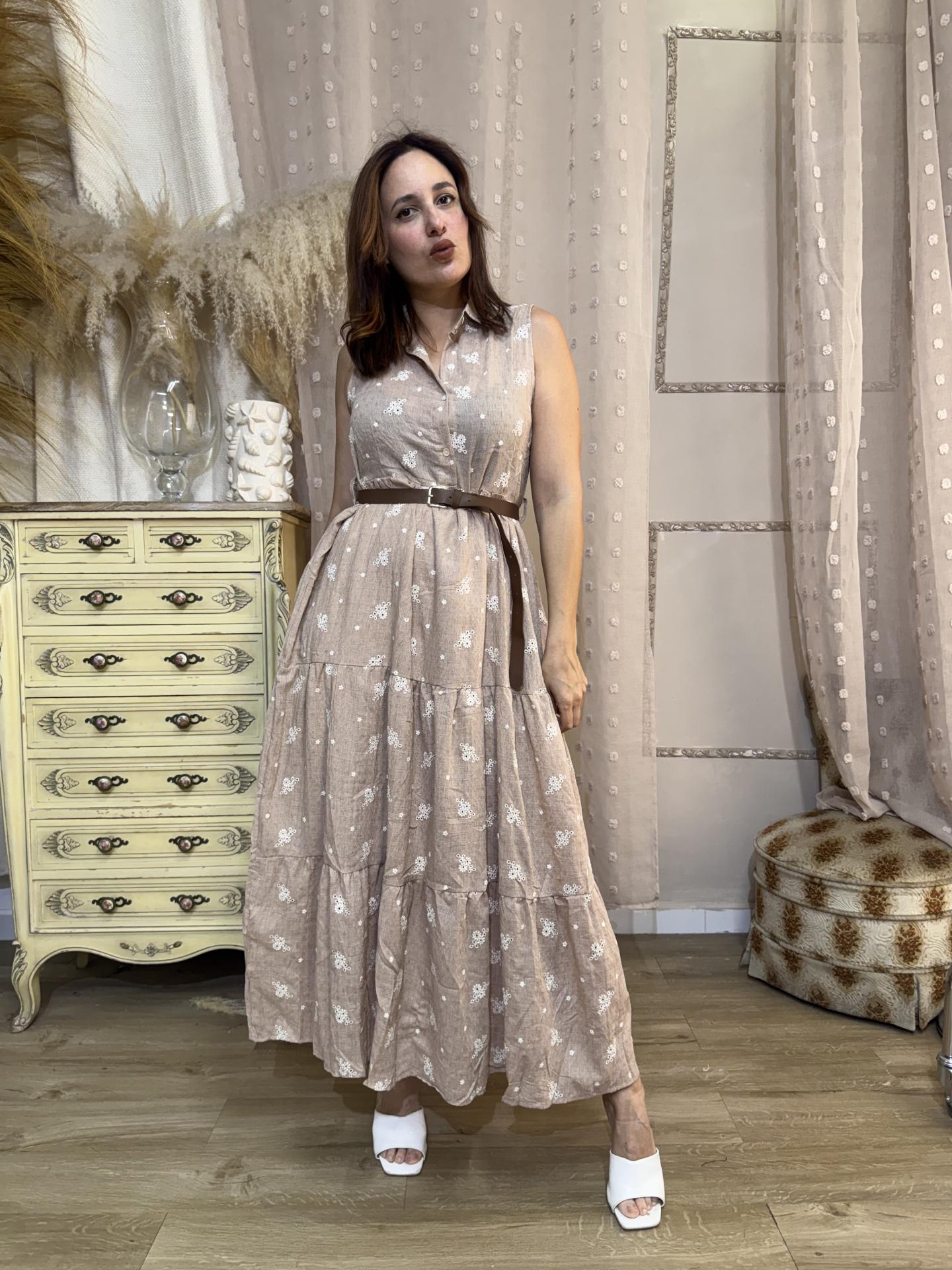 VESTIDO LINO FRESQUITO BEIG