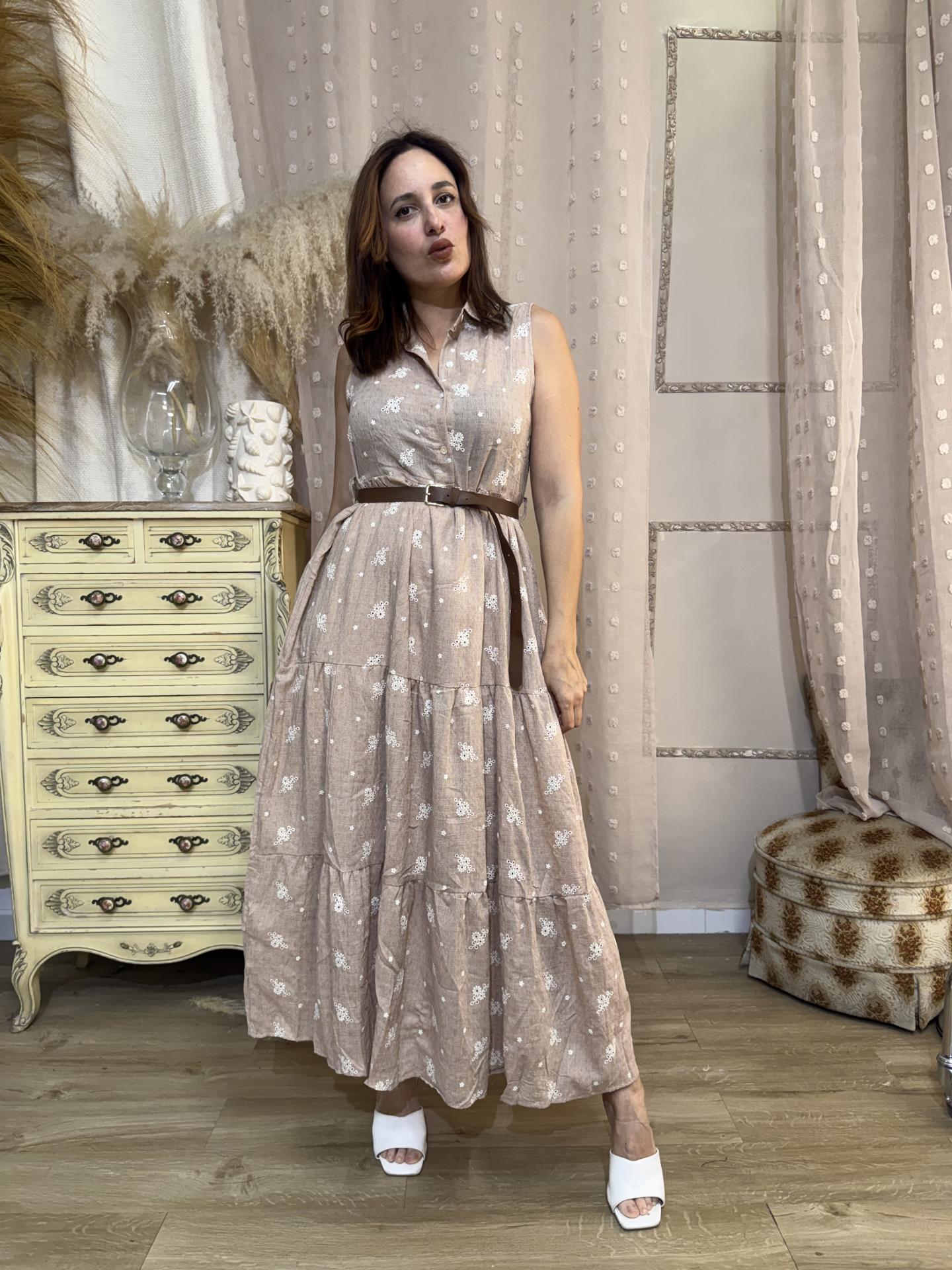 VESTIDO LINO FRESQUITO MARRON
