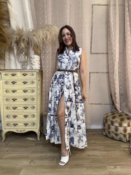 VESTIDO CAMISERO DIBUJOS AZULES  [1]