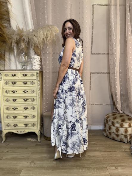 VESTIDO CAMISERO DIBUJOS AZULES  [2]