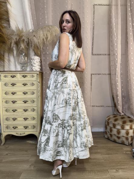 VESTIDO CAMISERO DIBUJOS VERDES [5]