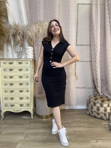 VESTIDO CLASICO AJUSTADO NEGRO  [1]
