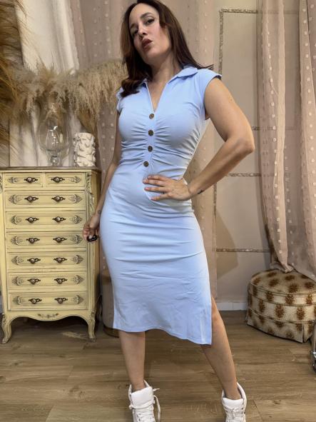 VESTIDO CLASICO AJUSTADO AZUL  [0]