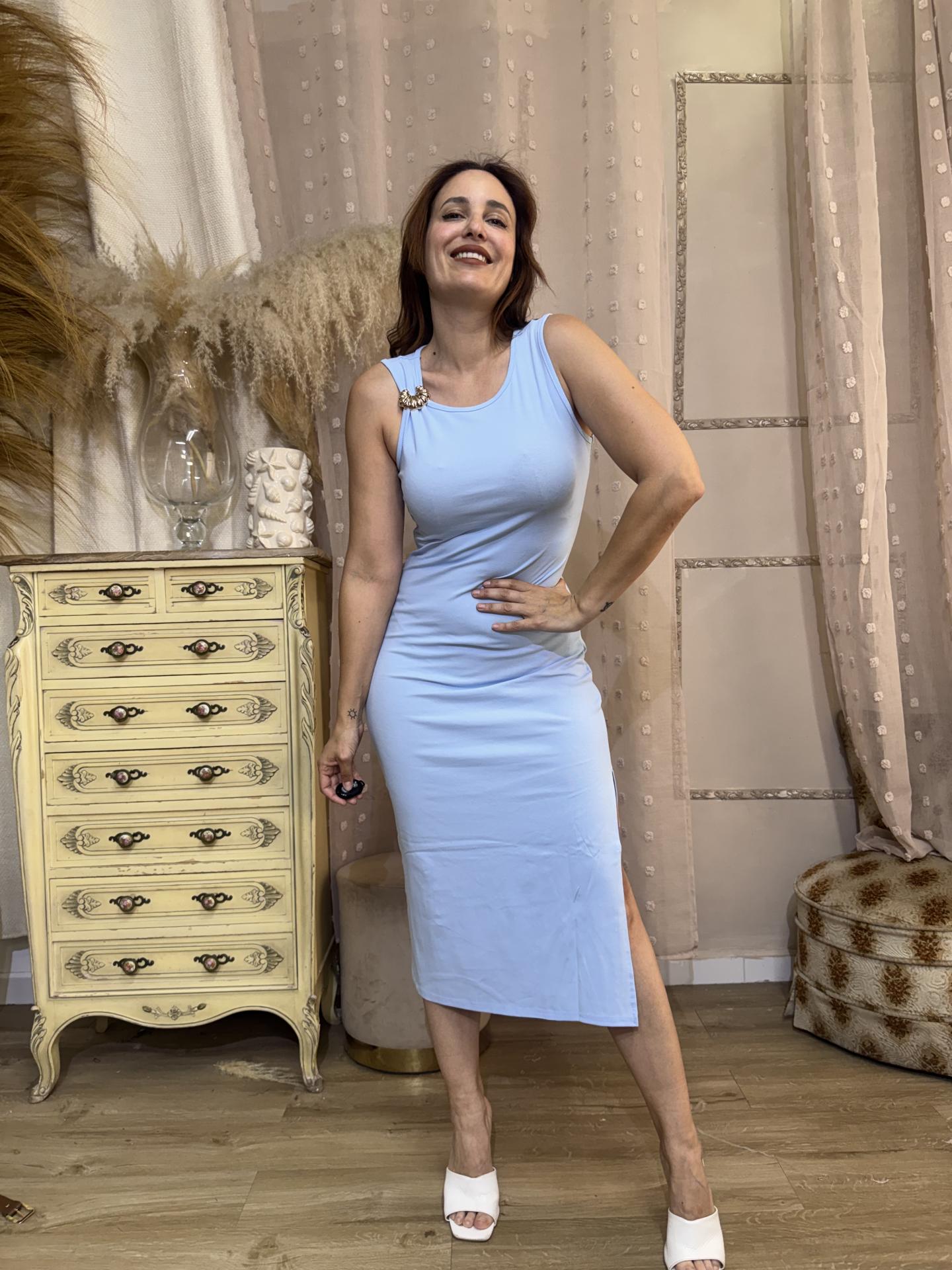 VESTIDO TIRANTES CONCHA AZUL