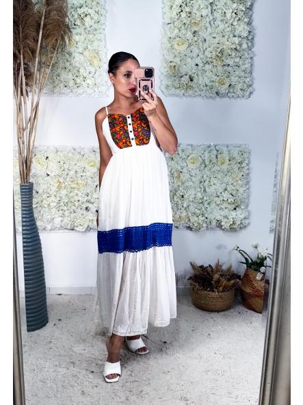 VESTIDO BLANCO MEXIC /AZUL