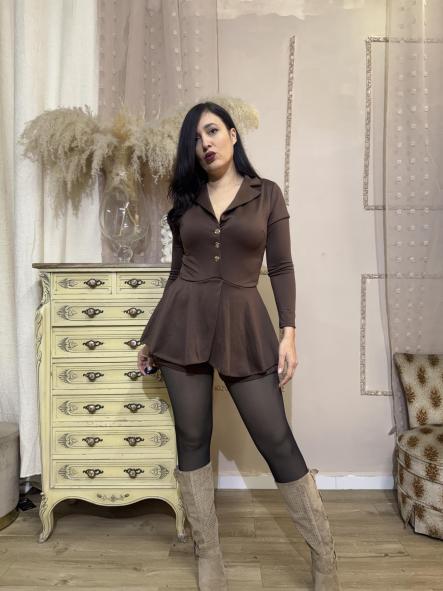 MONO EFECTO VESTIDO MARRON VOLANTE [0]