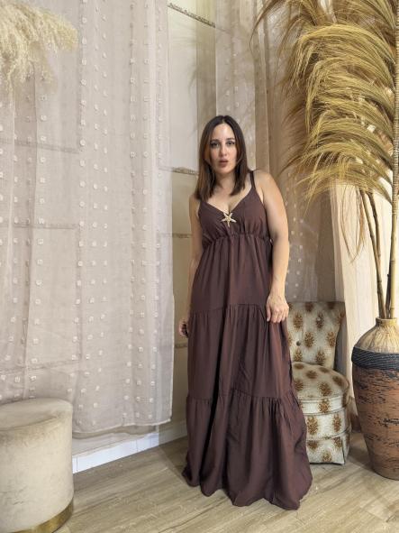 VESTIDO LINO MARRON [0]
