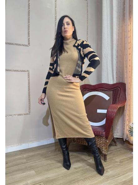 VESTIDO SISADO SUPER GUSTOSO CAMEL [2]