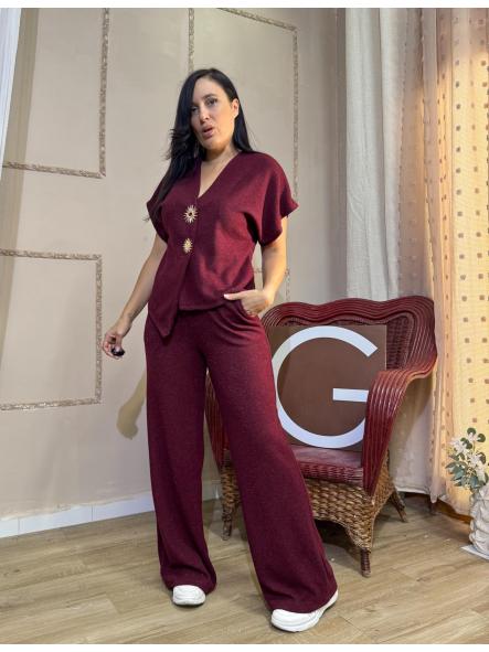 CONJUNTO GRANATE DE PANTALON CON CHALECO DECORACION SOLES [1]