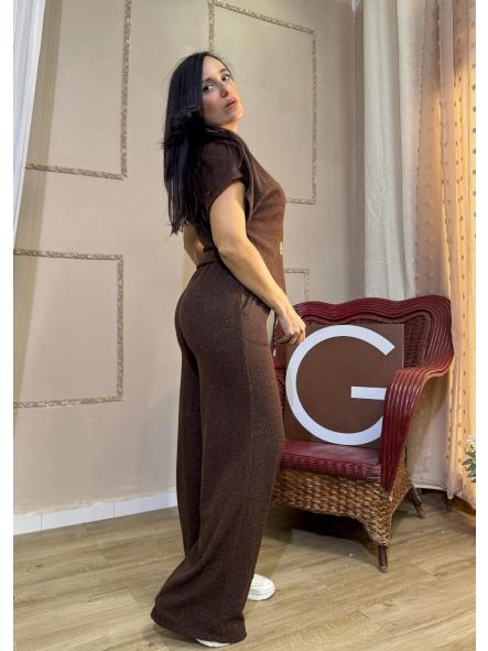 CONJUNTO MARRON CHOCOLATE DE PANTALON CON CHALECO DECORACION SOLES [1]