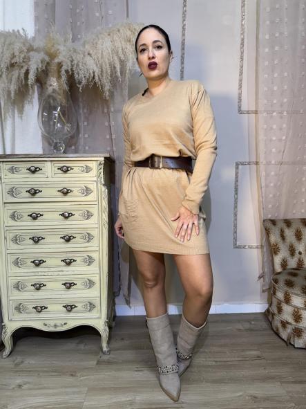 VESTIDO  EVASE BEIG [3]