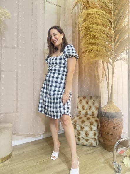 VESTIDO CORTO VICHY NEGRO  [2]