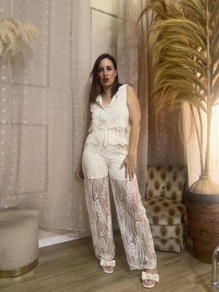 CONJUNTO BLANCO BOHO  ENCAJE [0]