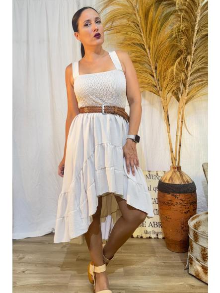VESTIDO BEIG PANAL DE ABEJA [1]