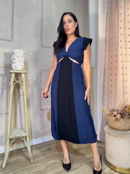 VESTIDO DUO AZUL Y NEGRO