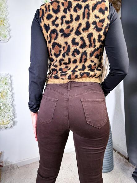 PANTALON PUSH UP FLARED MARRON BROWNIE  [1]