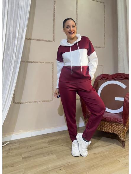 CHANDAL GRANATE SUDADERA CON CAPUCHA BLANCA [0]