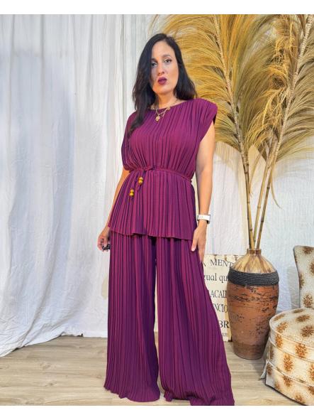 CONJUNTO BERENJENA PLISADO CON PANTALON [1]