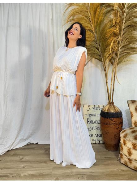 CONJUNTO BLANCO PLISADO CON PANTALON
