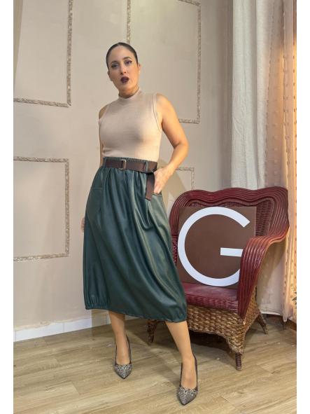 FALDA VERDE DE POLIPIEL LARGA [0]