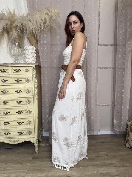 VESTIDO LIno bordado CAMEL [2]