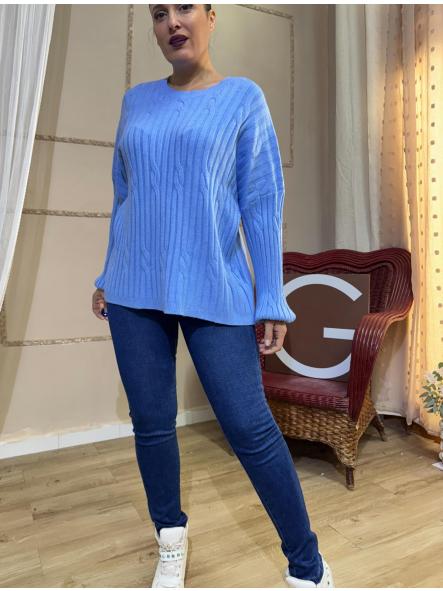 JERSEY AZUL CLARITO OvERSAY PUNTO DE OCHOS [0]