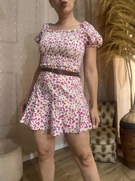 CONJUNTO FALDA PANTALON ROSA [2]