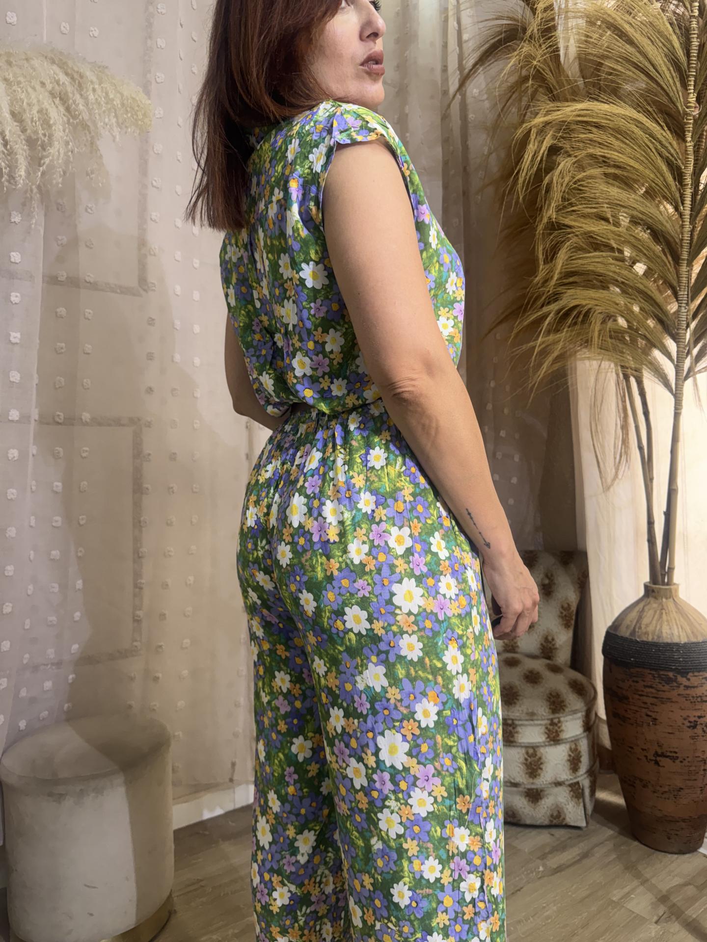 CONJUNTO FRESQUITO FLORES VERDE OSCURO