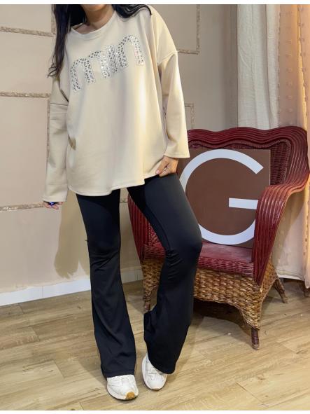 SUDADERA BEIG OBERSAY CHAPAS PLATEADAS [0]