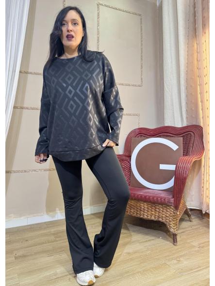 SUDADERA NEGRA OBERSAY ROMBOS NEGROS