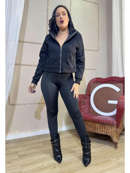 CHAQUETA NEGRO DE ALGODON GORDITA CON CAPUCHA [0]