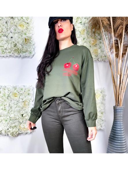 SUDADERA CEREZA VERDE 