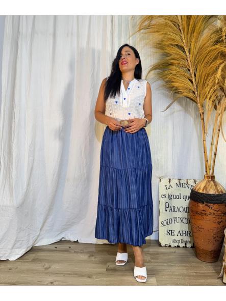 CAMISA BLANCA CORAZONES AZULES