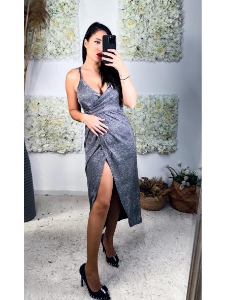 VESTIDO BRILLANTE GRIS OSCURO 