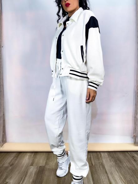 Conjunto Blanco  Pantalón /Chaqueta tipo Bomber  [1]