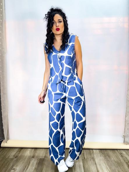 Conjunto Pantalon/Chaleco estampado blanco/azul [1]