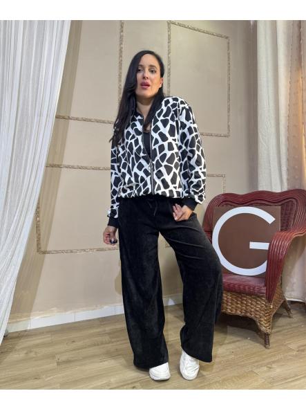 CHAQUETA BOMBER TELA BLANCO Y NEGRO  [1]