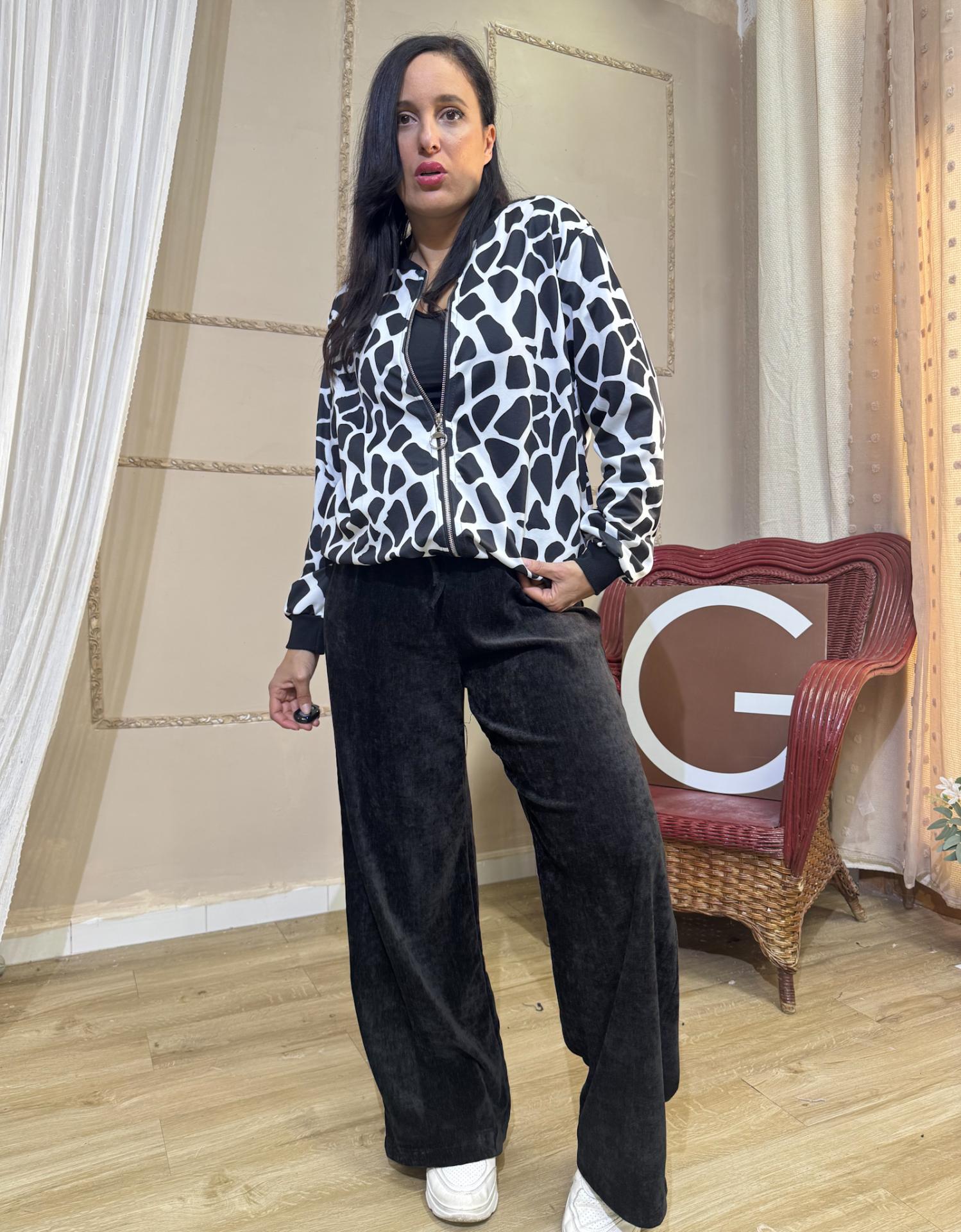 CHAQUETA BOMBER TELA BLANCO Y NEGRO