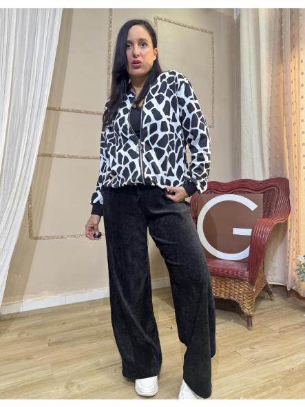 CHAQUETA BOMBER TELA BLANCO Y NEGRO