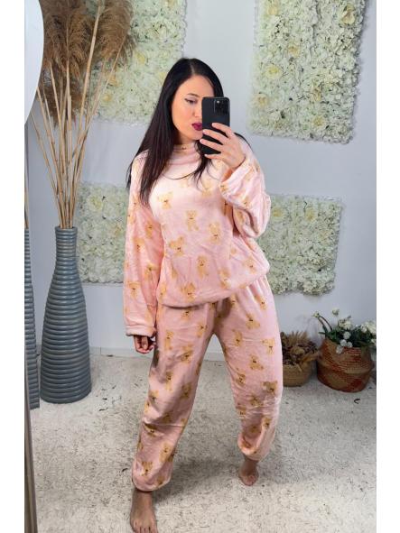 PIJAMA OSITO TACTO SUPER SUAVE ROSA  [1]