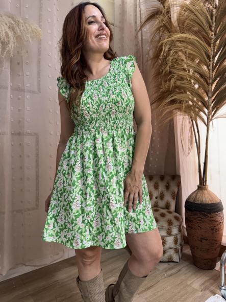VESTIDO  PANAL DE ABEJA VERDE [0]