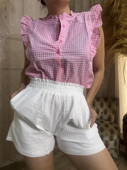 PANTALON CORTO TROQUEADO BLANCO [4]