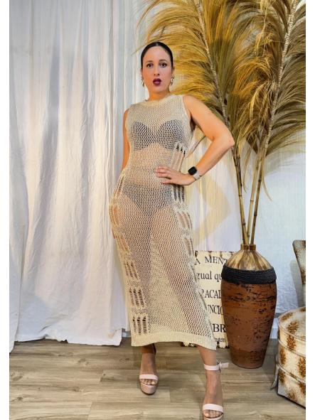 VESTIDO DE PUNTO DORADO 